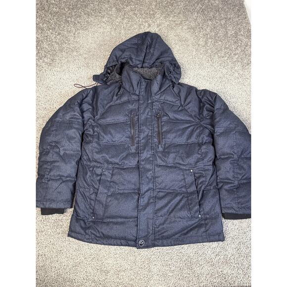 Hawke & Co Other - Hawke & Co Jacket Mens L Down Puffer Hooded Insulated Faux Fur Collar Full Zip